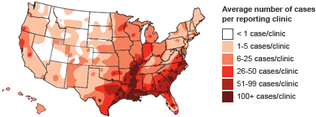 Heartworm incidence map